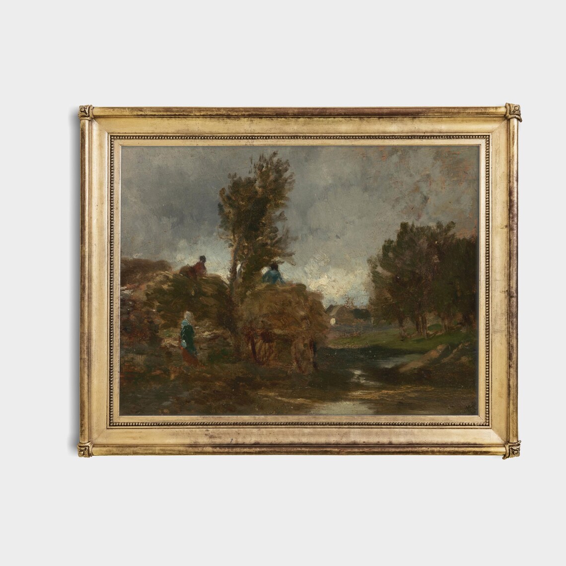 Vintage Hay Wagon Harvest Scene Moody Rustic Country Landscape Poster - Image 4