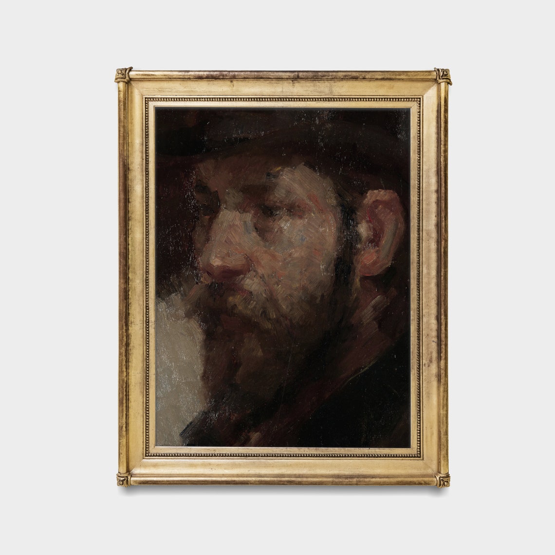 Bearded Man Emerging from Shadow Impressionist Portrait Poster - Image 2
