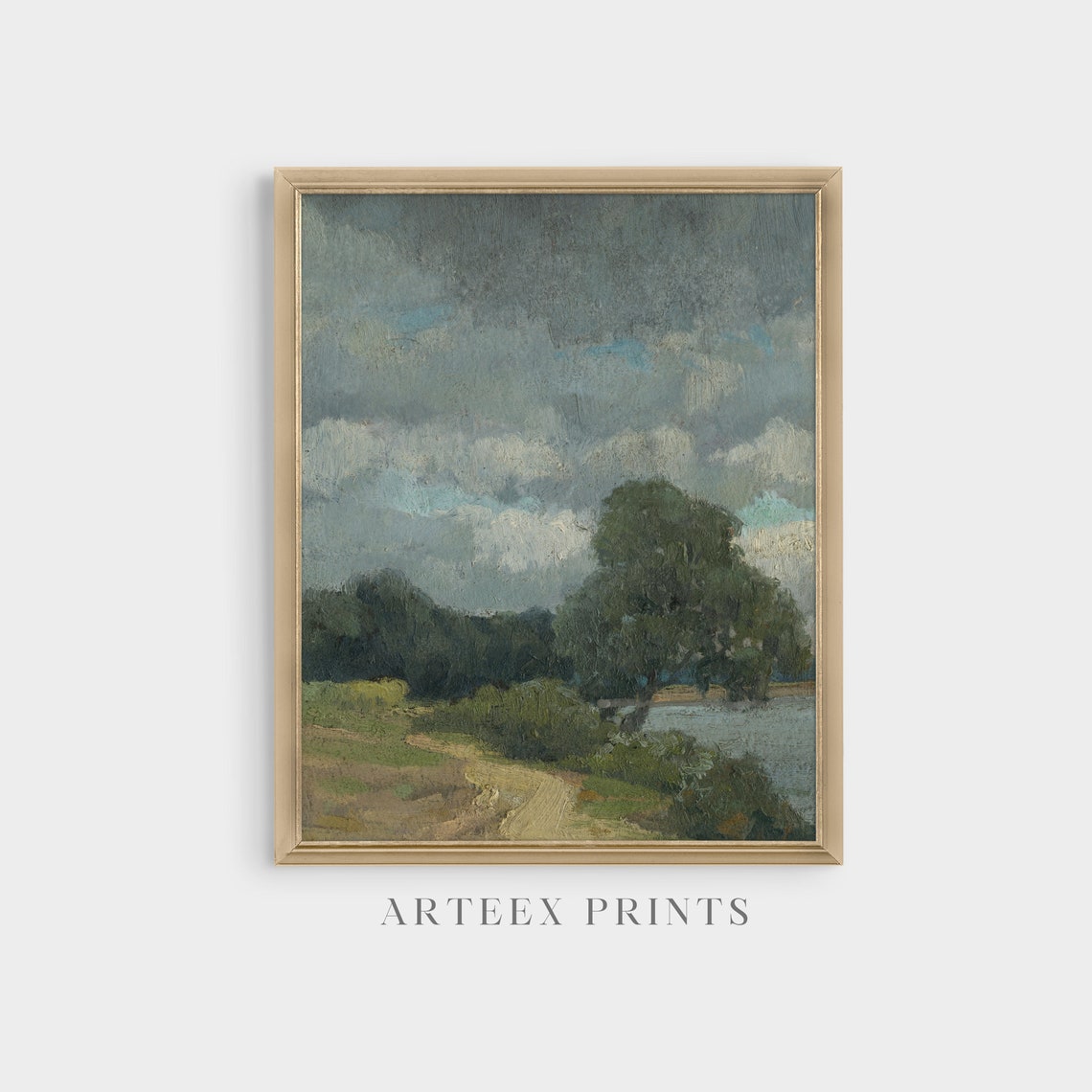 Stormy Country Path Landscape with Lone Tree Antique Art Poster - Image 5