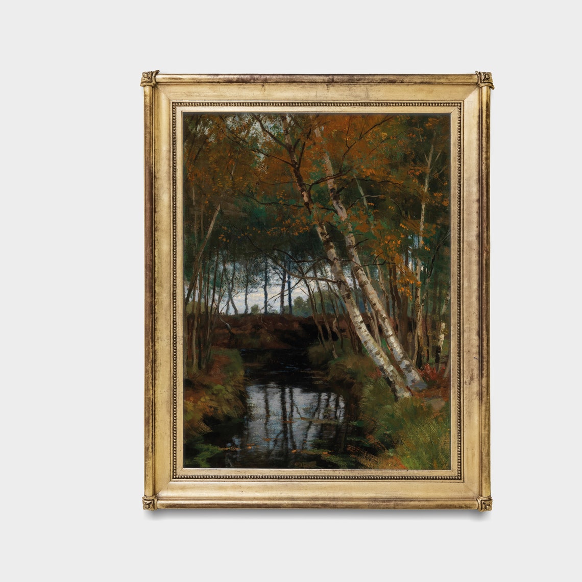 Printed And Shipped Vintage Landscape Print Tranquil Scene With Stream And Birches Rustic Moody Wall Art Nature Inspired Home Decor - Image 3