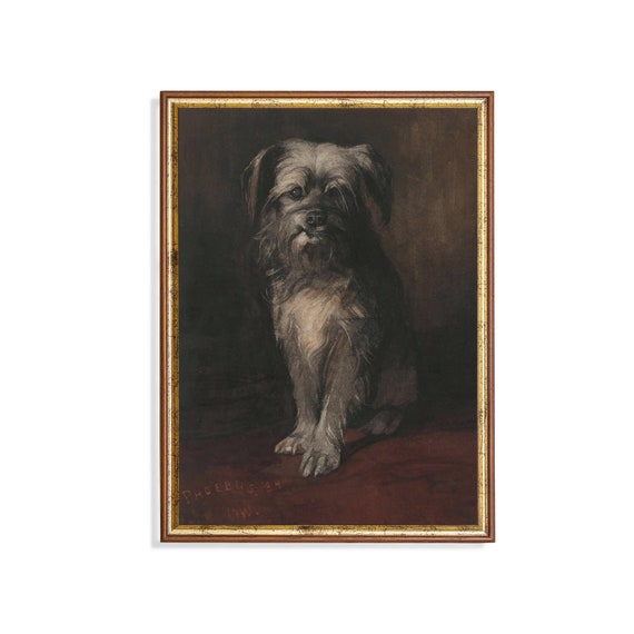Printed And Shipped Dog Portrait Painting Vintage Wall Art Moody Rustic Animal Art Dog Lover Gift Farmhouse Decor Physical Print