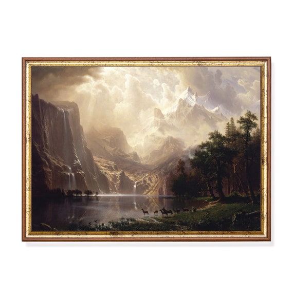 Printed And Shipped Vintage Landscape Painting Antique Country Landscape Rustic Mountain Print Farmhouse Decor Physical Prints