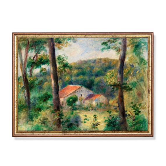 Renoir Red Roof Farmhouse Among Trees Impressionist Landscape Poster
