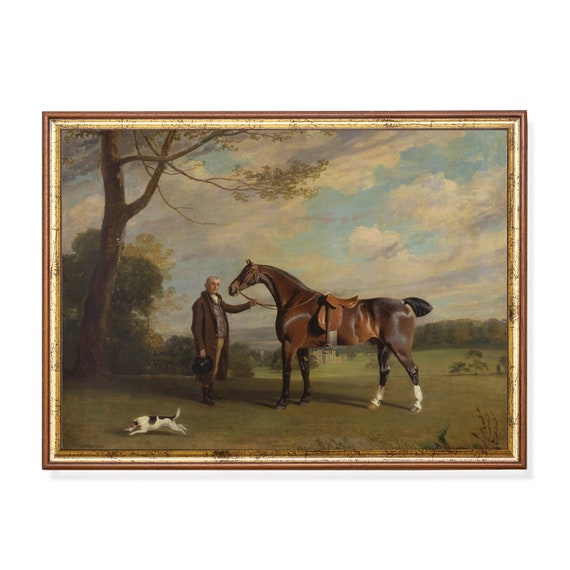 Mailed Print Vintage Horse Painting Antique Equestrian Print Rustic Moody Animal Fine Print Farmhouse Decor Printed And Shipped
