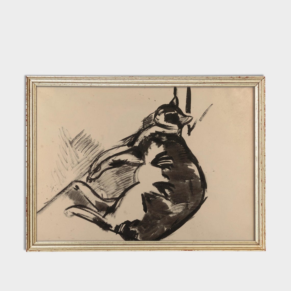 Ink Sketch Sleeping Cat Curled Up Minimalist Feline Art Poster - Image 3