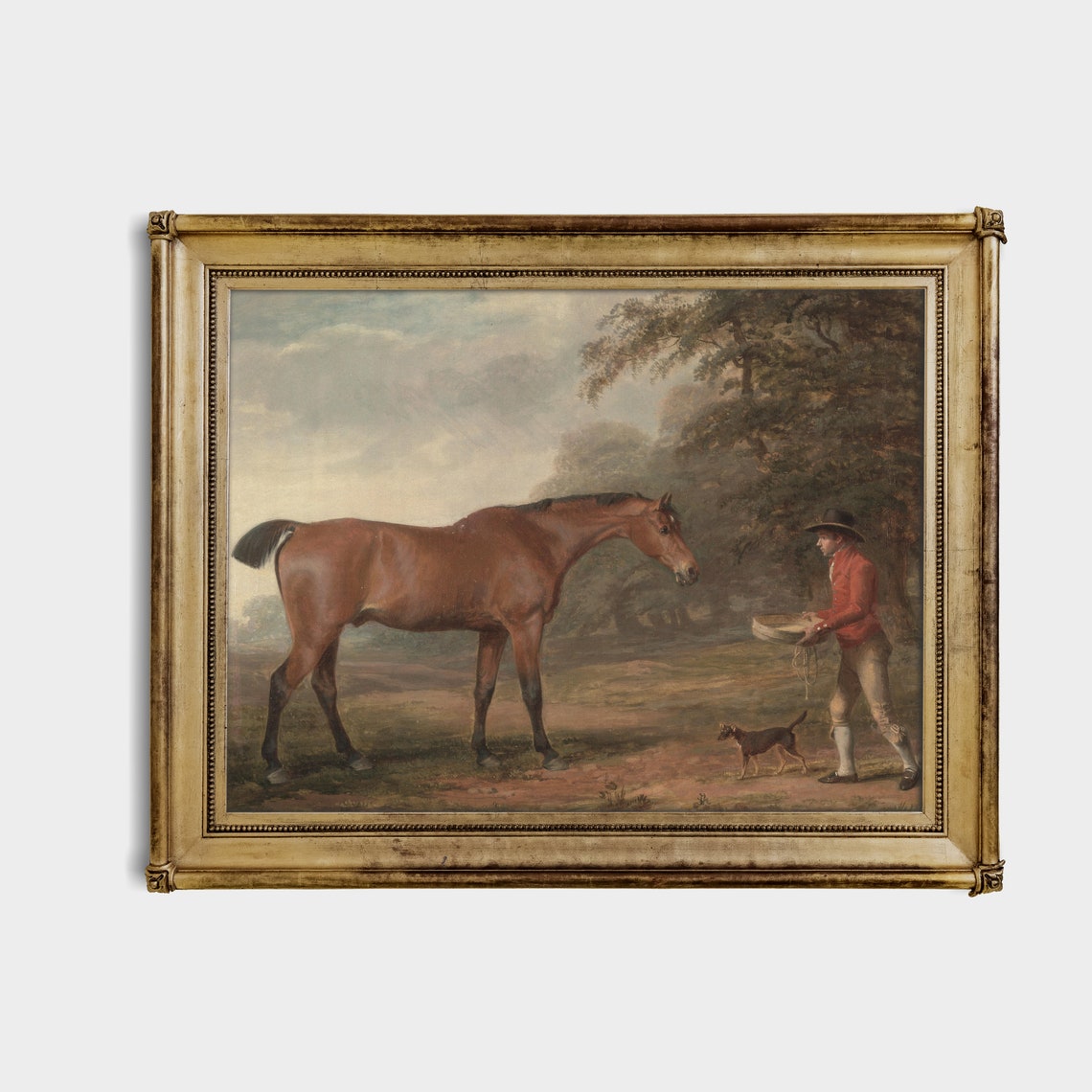 Vintage Horse Painting Antique Equestrian Painting Moody Rustic Oil Painting Print Farmhouse Decor Art - Image 5