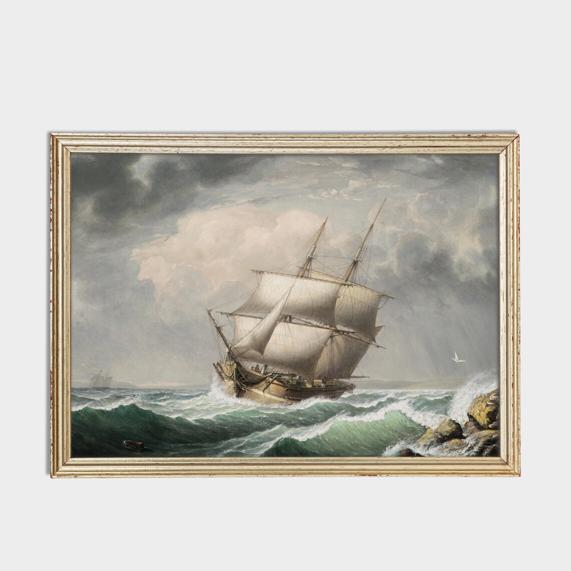 Vintage Sailing Ship, Nautical Ocean Art Print - Image 2