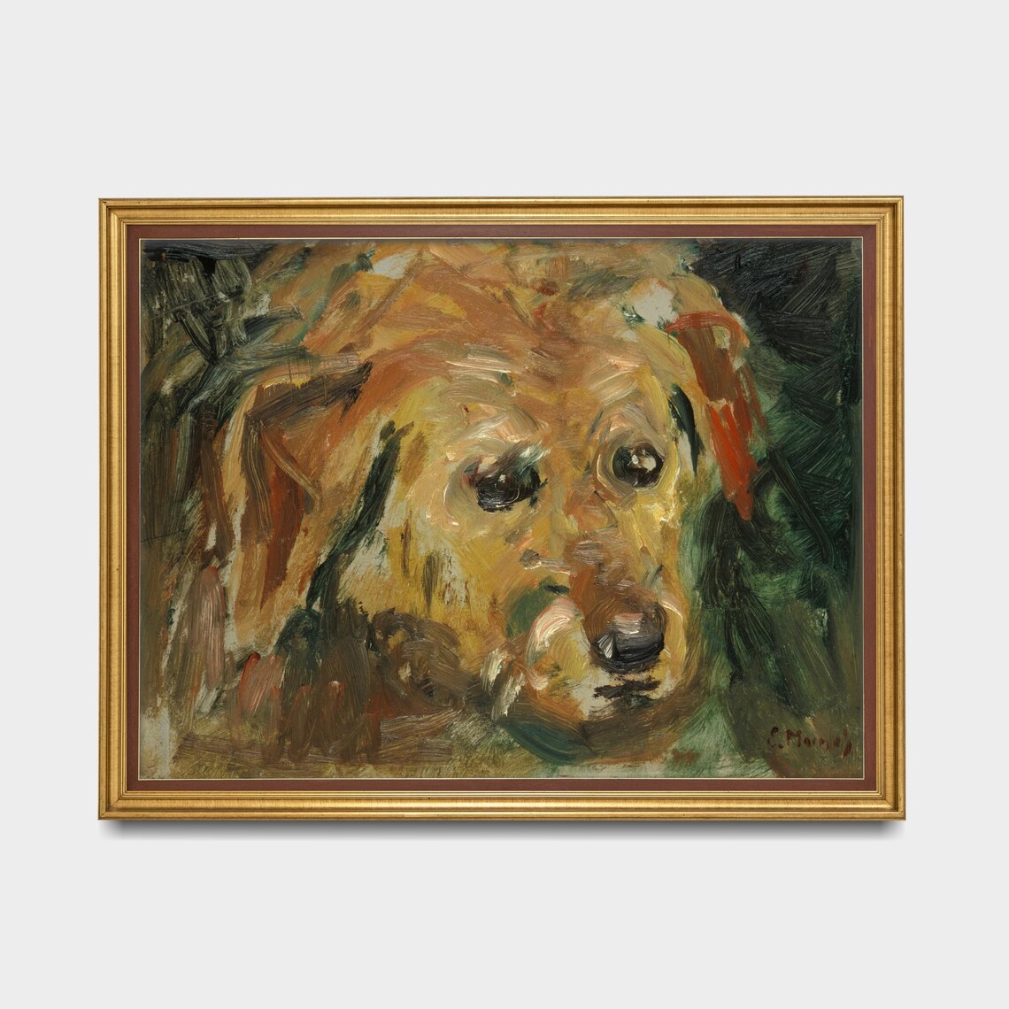 Gentle Golden Dog Portrait Impressionist Pet Oil Painting Poster - Image 5