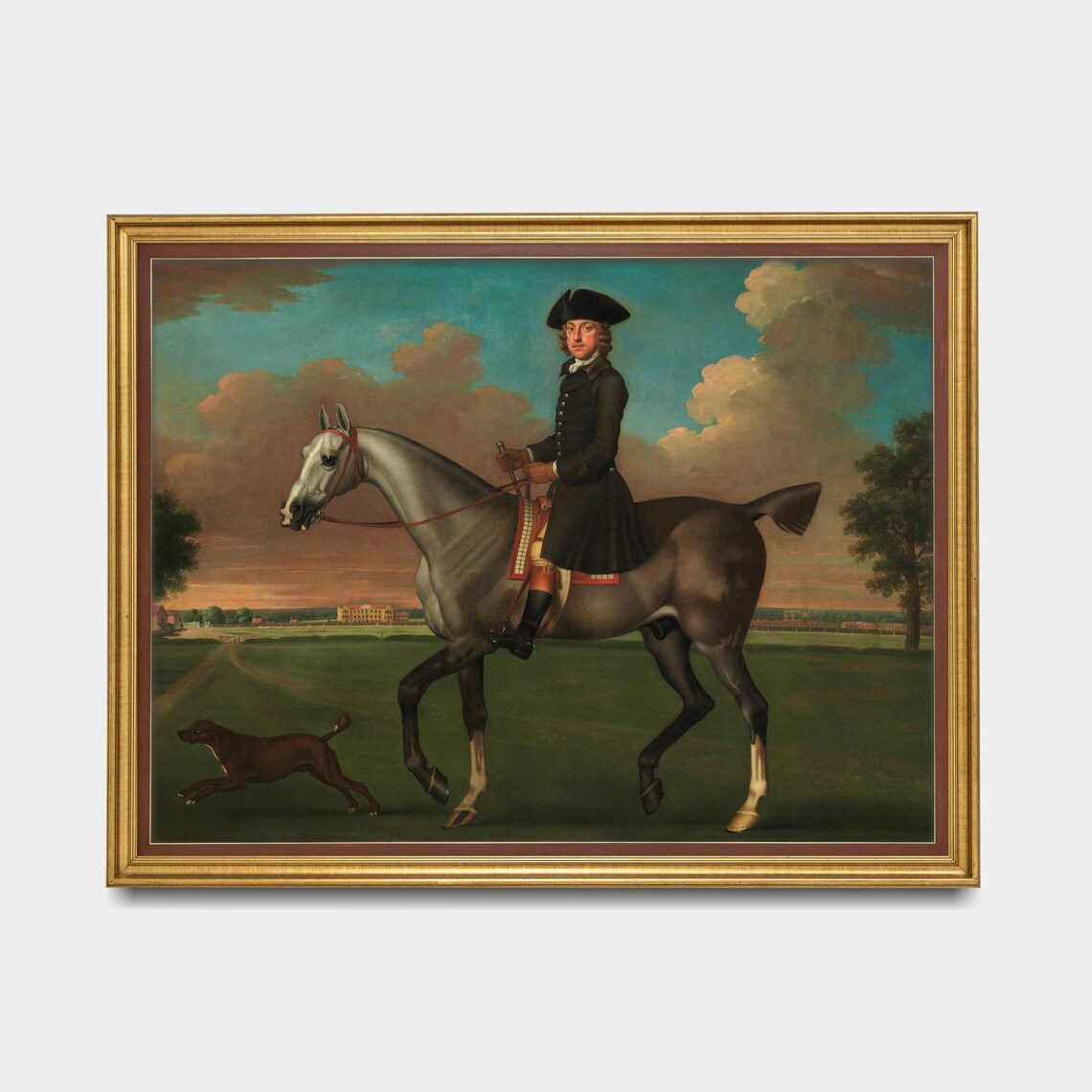 Gentleman in Tricorn Riding Gray Horse Equestrian Portrait Poster - Image 4