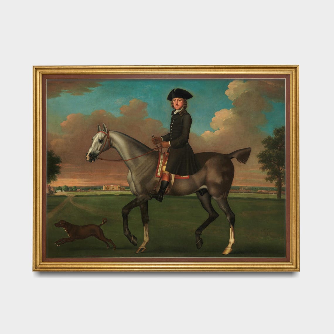 Printed And Shipped Horse With Dog Painting Moody Rustic Art Animal Print Antique Horse Physical Prints Portrait Of Horseman - Image 4