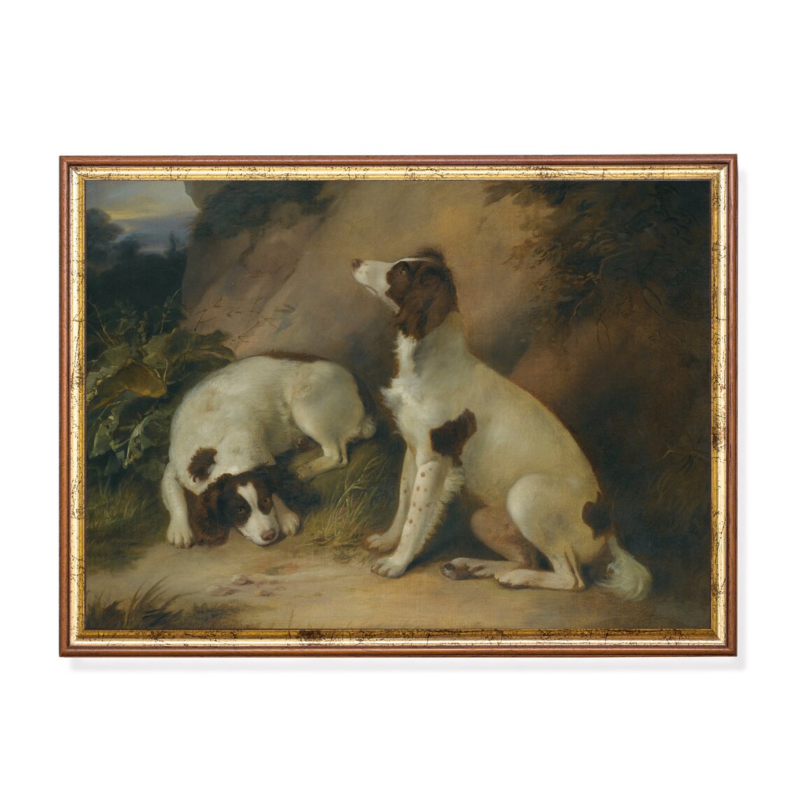Vintage Dog Painting Antique Rustic Farmhouse Art Print