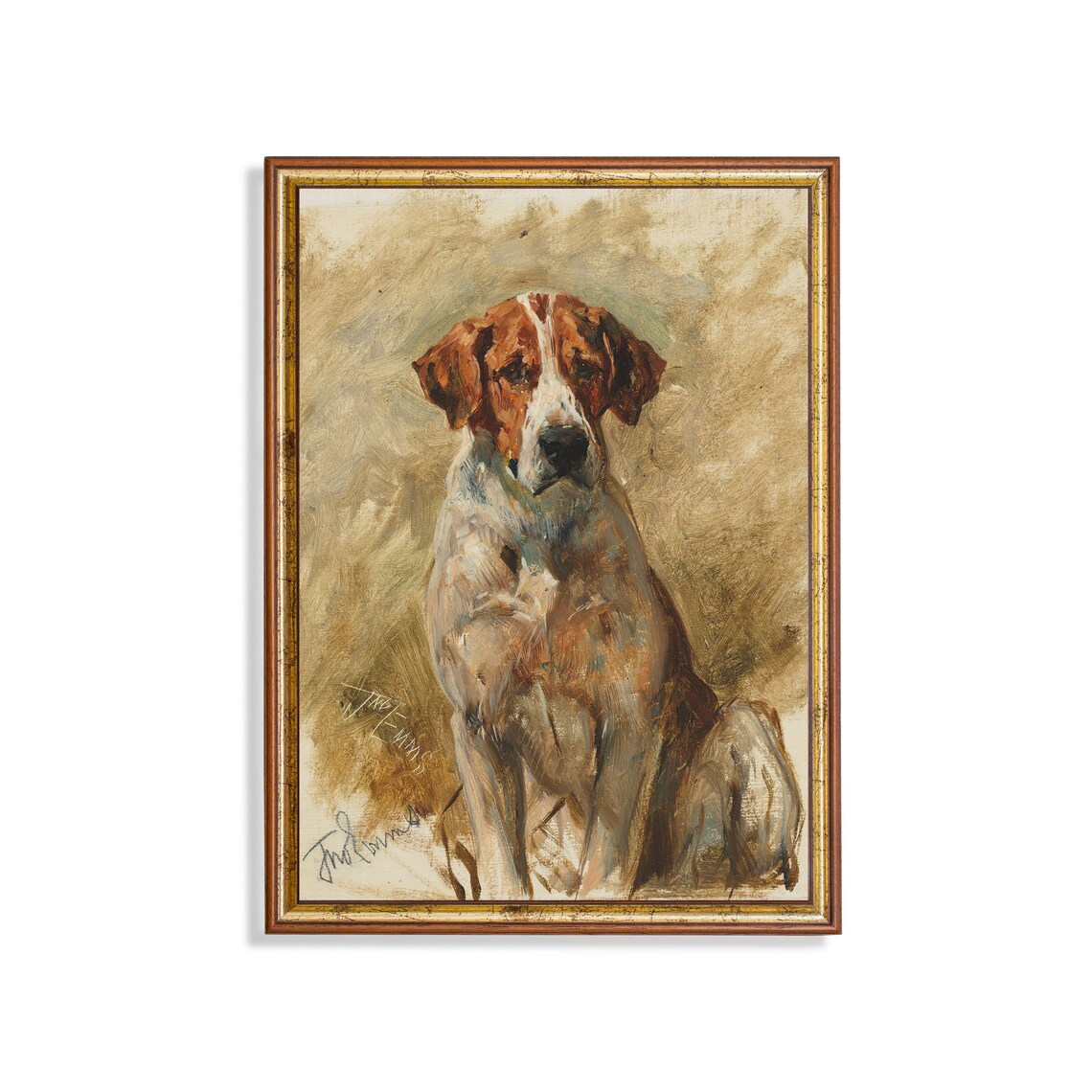Vintage Dog Portrait Art Print, Rustic Farmhouse