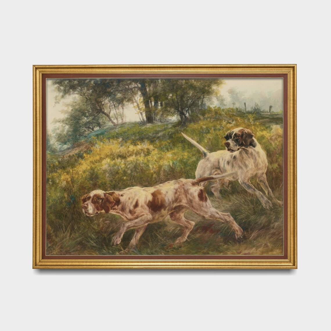 Two Setter Dogs Hunting in Tall Grass Antique Sporting Art Poster - Image 4