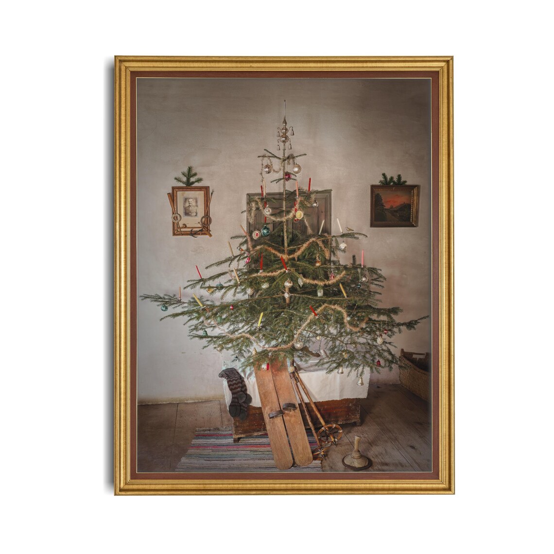 Vintage Christmas Tree Candles Antique Ornaments Old Room Art Poster - Image 4