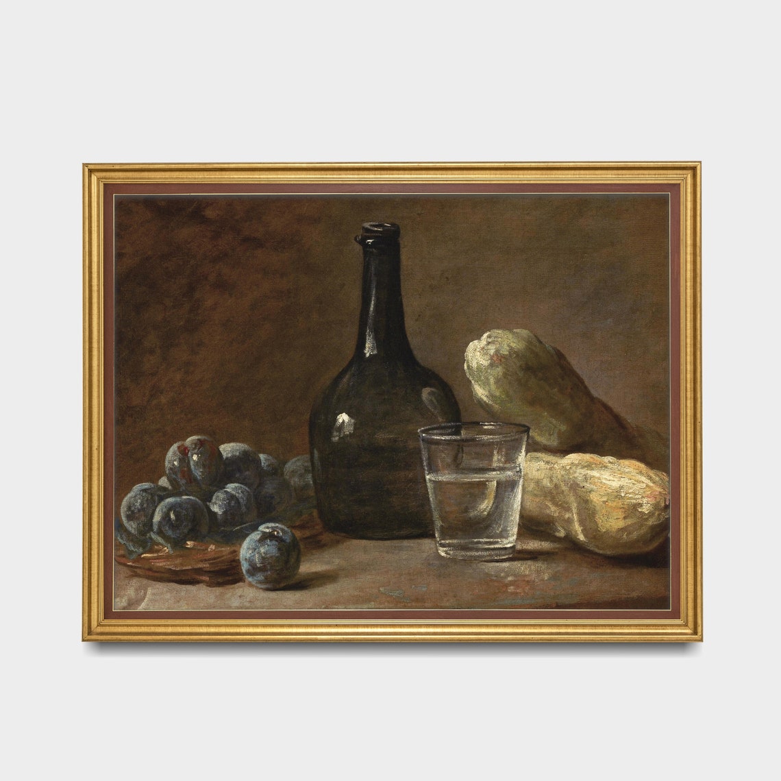 Vintage Still Life With Plums Antique Fruits Painting Rustic Moody Kitchen Decor Instant Wall Art Fine Print - Image 3