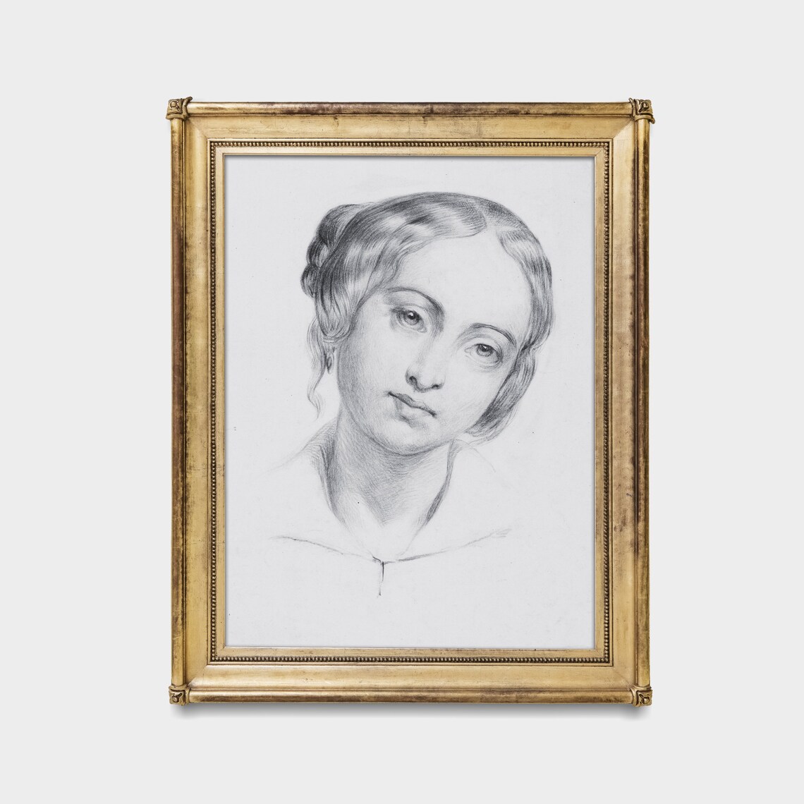Vintage Charcoal Portrait Sketch of a Young Woman Neutral Poster - Image 3