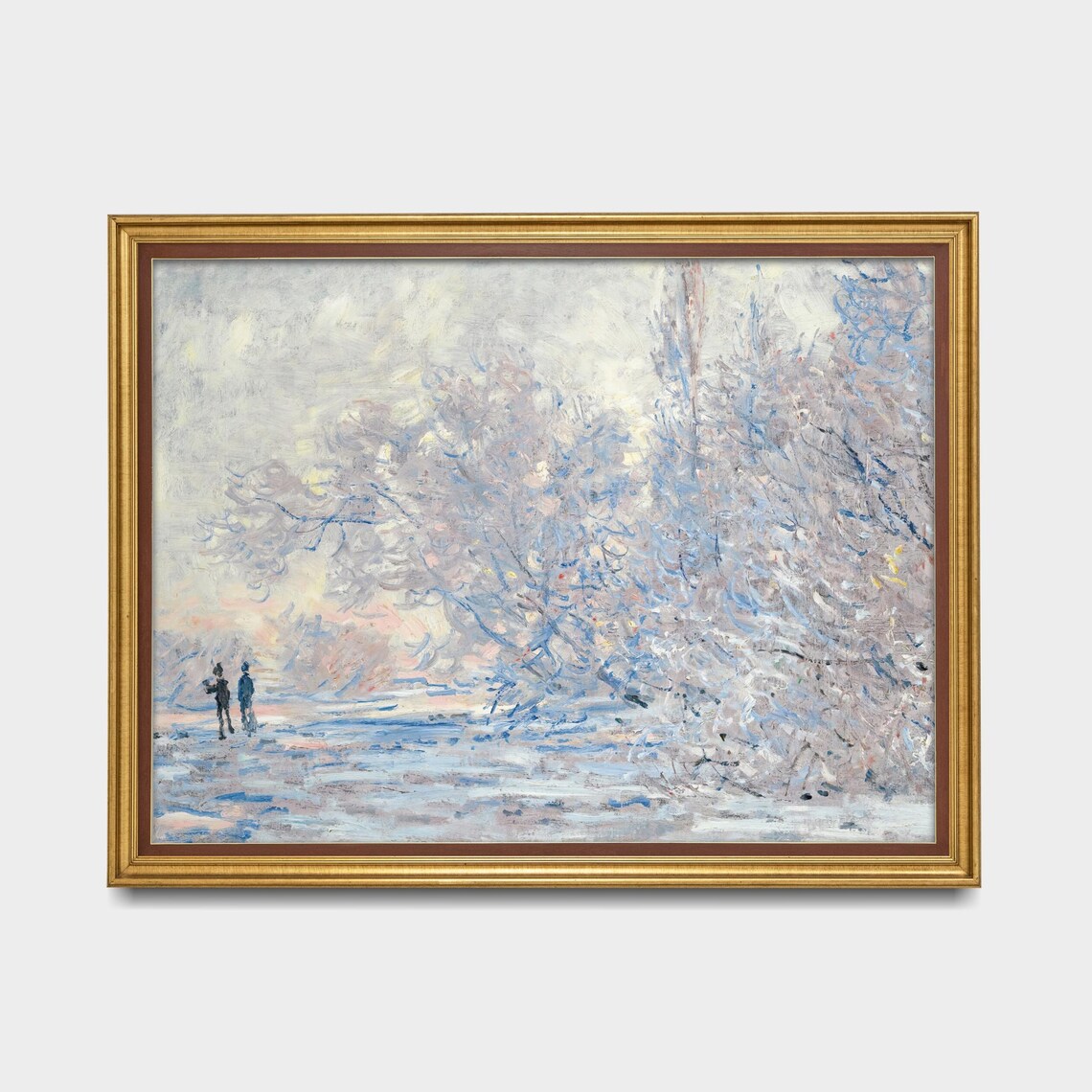 Snowy Frost-Covered Trees with Two Walkers Vintage Winter Poster - Image 5