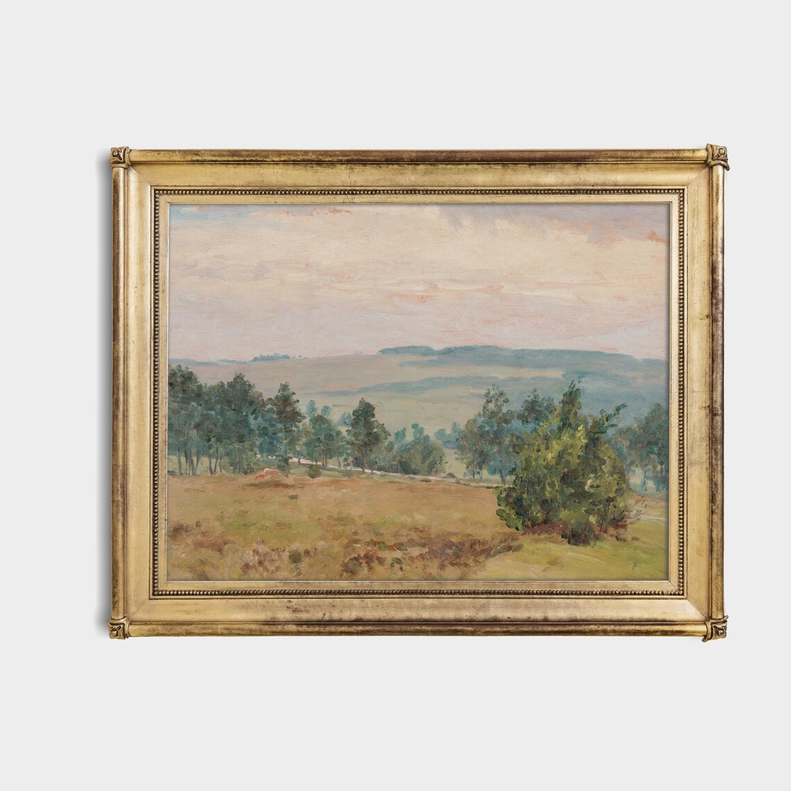 Rolling Countryside Hills in Morning Haze Vintage Pastoral View Poster - Image 4