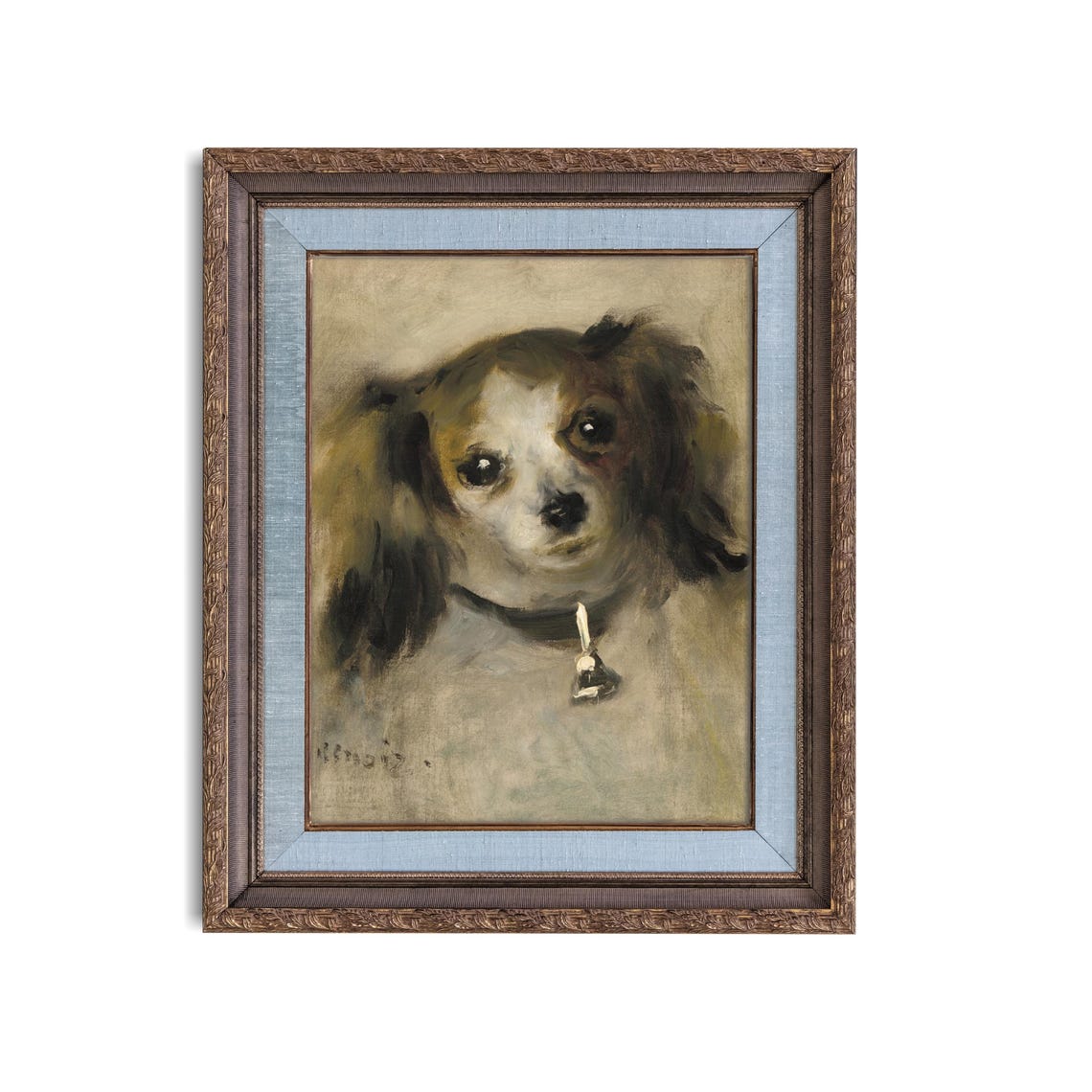 Small Spaniel Head with a Bell Collar Vintage Dog Sketch Poster - Image 4