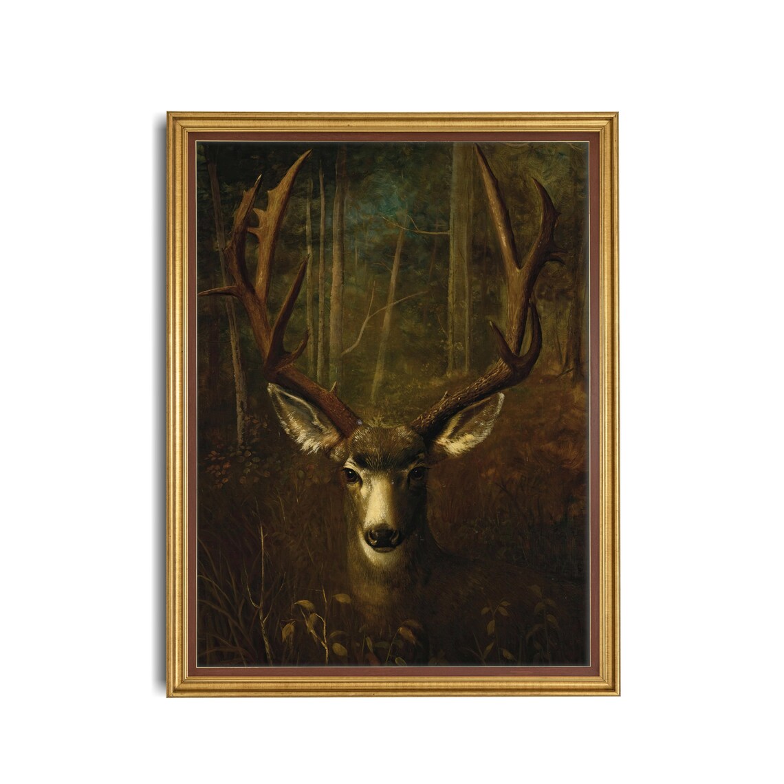 Vintage Deer Painting, Rustic Farmhouse Wall Art Print - Image 3