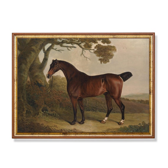 Print And Ship Vintage Horse Painting Antique Equestrian Print Moody Rustic Art Farmhouse Decor Animal Art Mailed Print