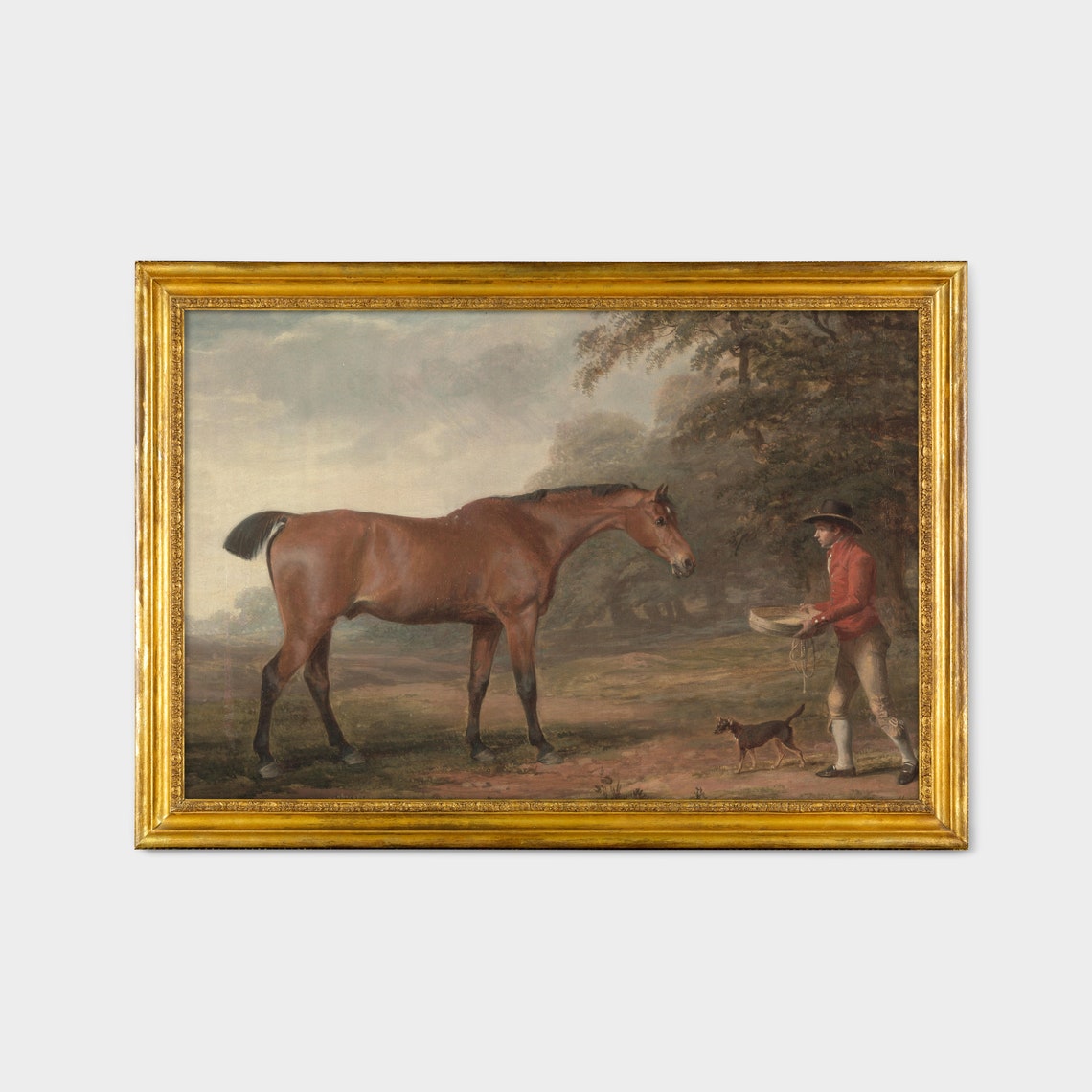 Vintage Horse Painting Antique Equestrian Painting Moody Rustic Oil Painting Print Farmhouse Decor Art - Image 2