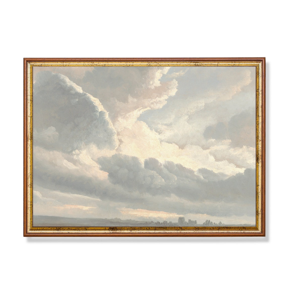Dramatic Sunset Cloud Study Antique Sky Painting Fine Art Poster