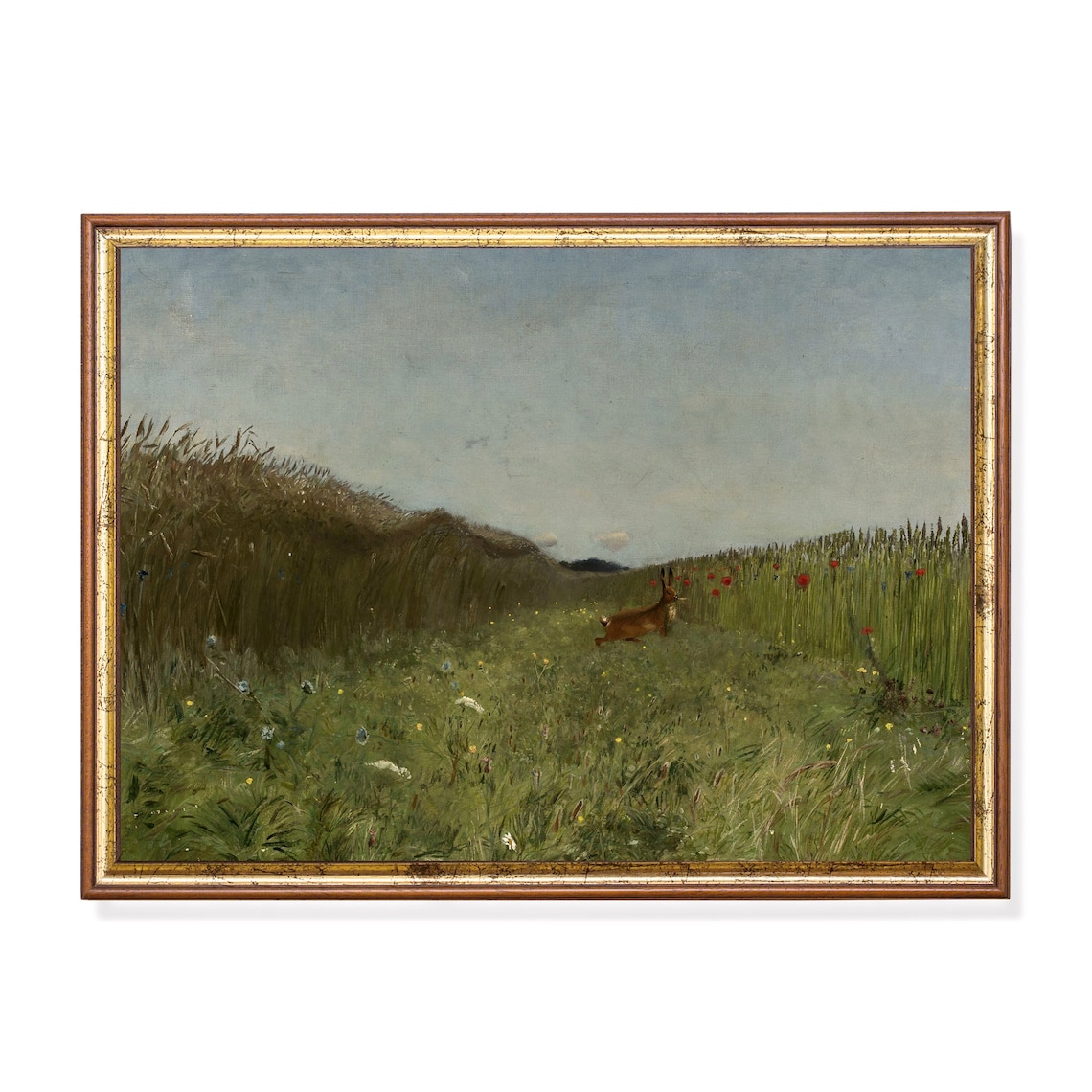 Vintage Hare Landscape Art Print, Nursery Decor