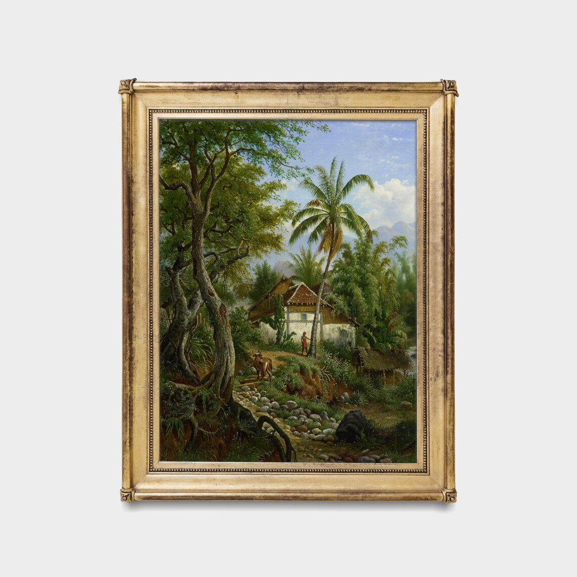 Tropical Landscape with Palm Trees and a Village Hut Art Poster - Image 5