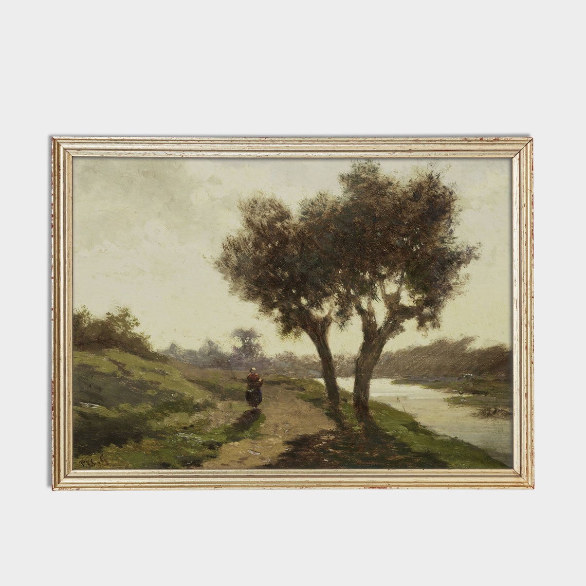 Barbizon Style Riverside Path Landscape Painting Wall Poster - Image 2