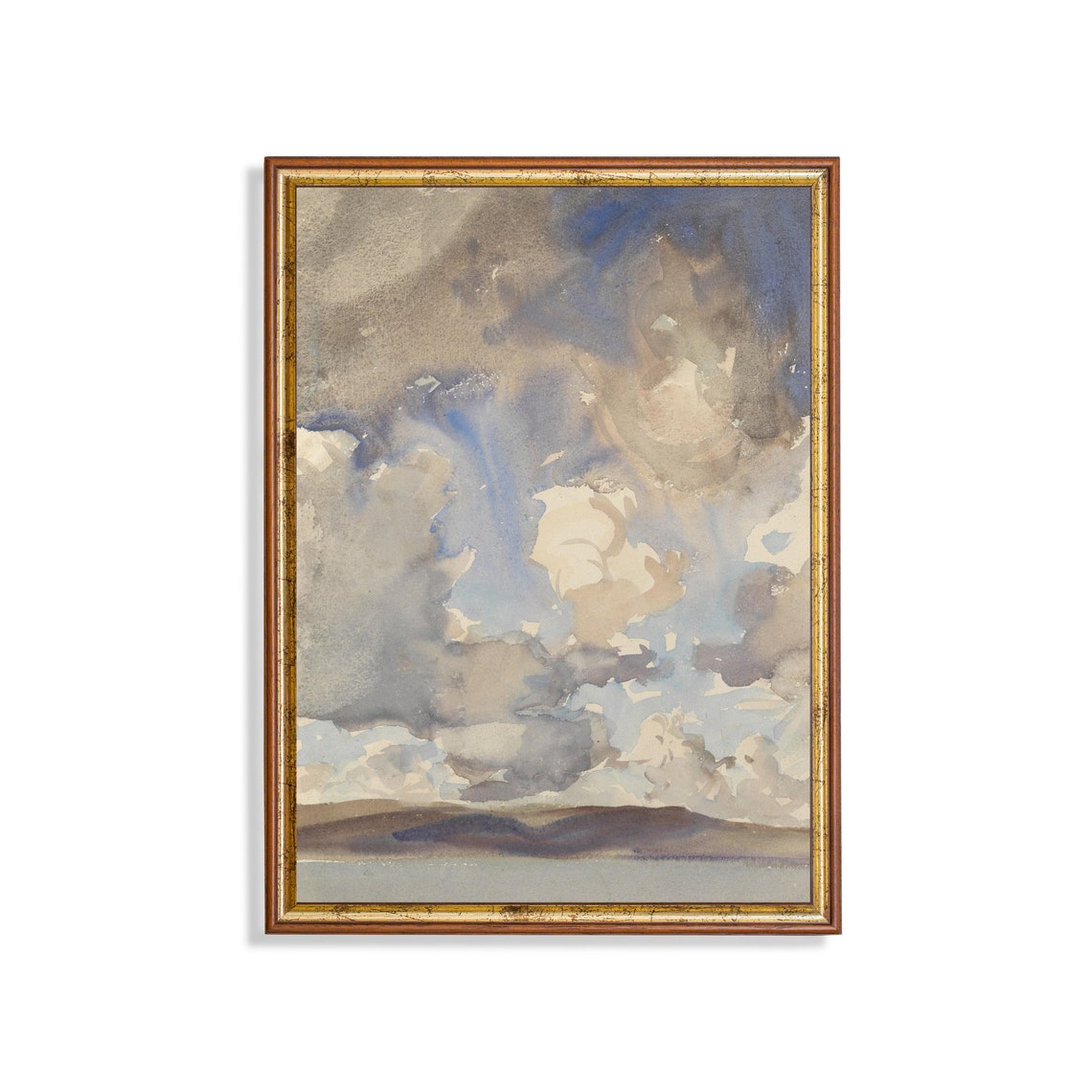 Vintage Cloud Study Antique Sky Painting Wall Art Rustic Print Farmhouse Decor 18th Century Fine Art