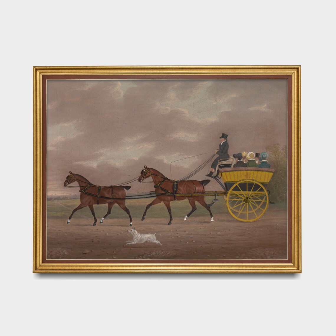 Yellow Carriage With a Pair of Bay Horses Vintage Driving Poster - Image 5
