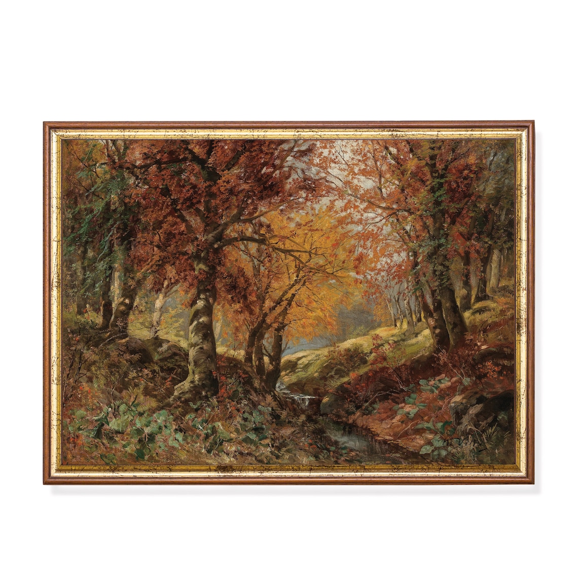 Vintage Autumn Landscape, Rustic Fall Art Print