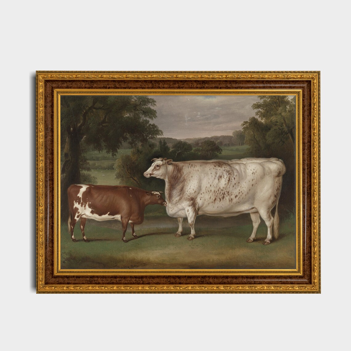 Vintage Cattle Painting, Farmhouse Rustic Art Print - Image 2