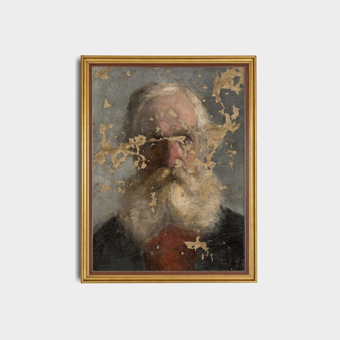 Distressed Antique Portrait of a White-Bearded Elderly Man Poster - Image 3