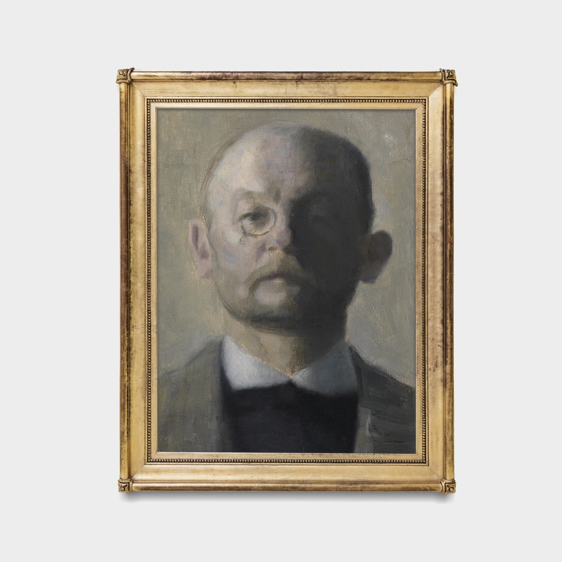 Bald Gentleman With Glasses Half In Shadow Moody Portrait Poster - Image 4