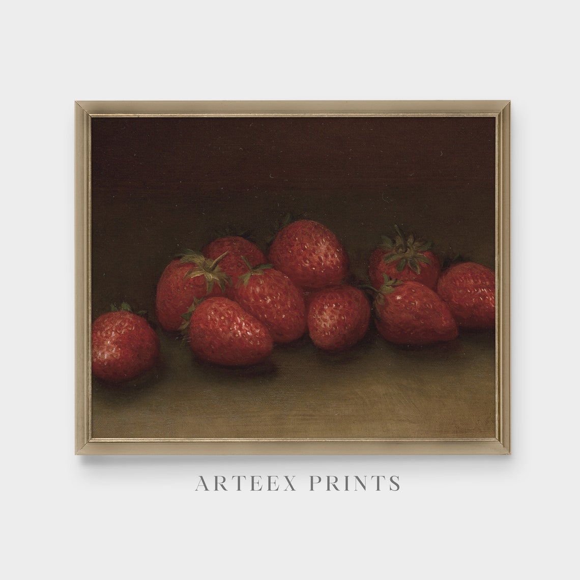 Ripe Strawberries on Dark Table Moody Fruit Still Life Poster - Image 3