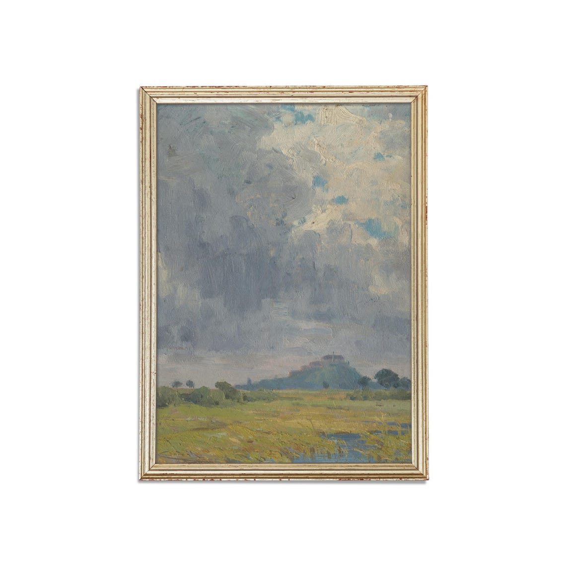 Moody Storm Sky Over Marsh Meadow with Distant Castle Poster - Image 3