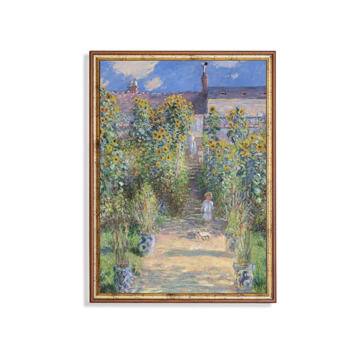 Monet Sunflower Garden at Vetheuil Vintage Impressionist Poster