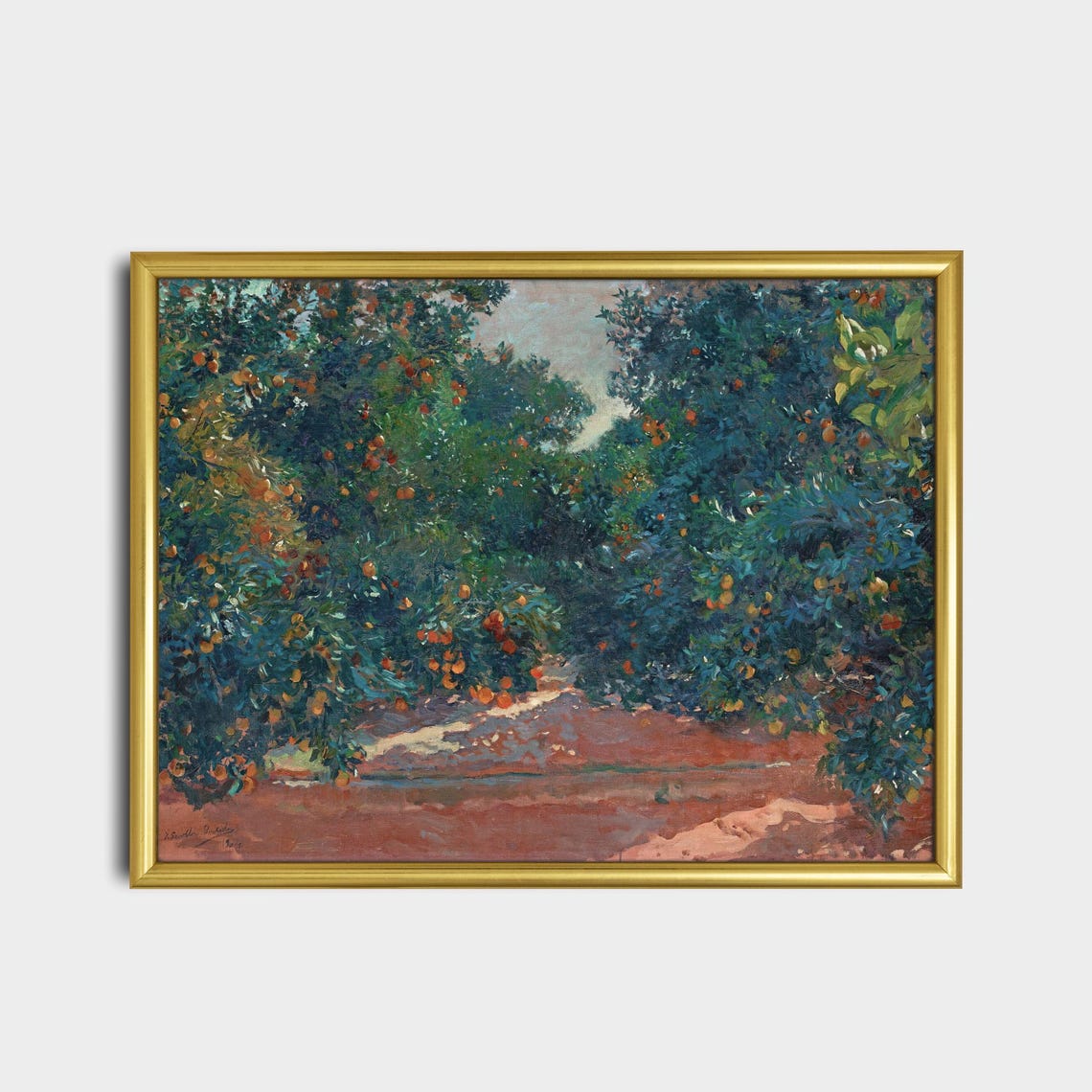 Antique Sunlit Orange Grove Orchard Painting Fine Art Poster - Image 2