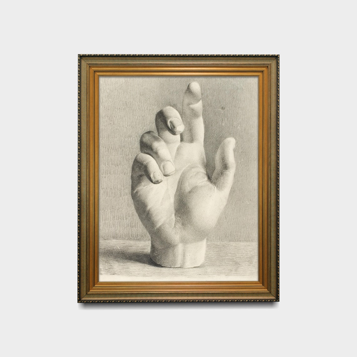 Academic Charcoal Study of a Hand Plaster Cast Classic Art Poster - Image 2