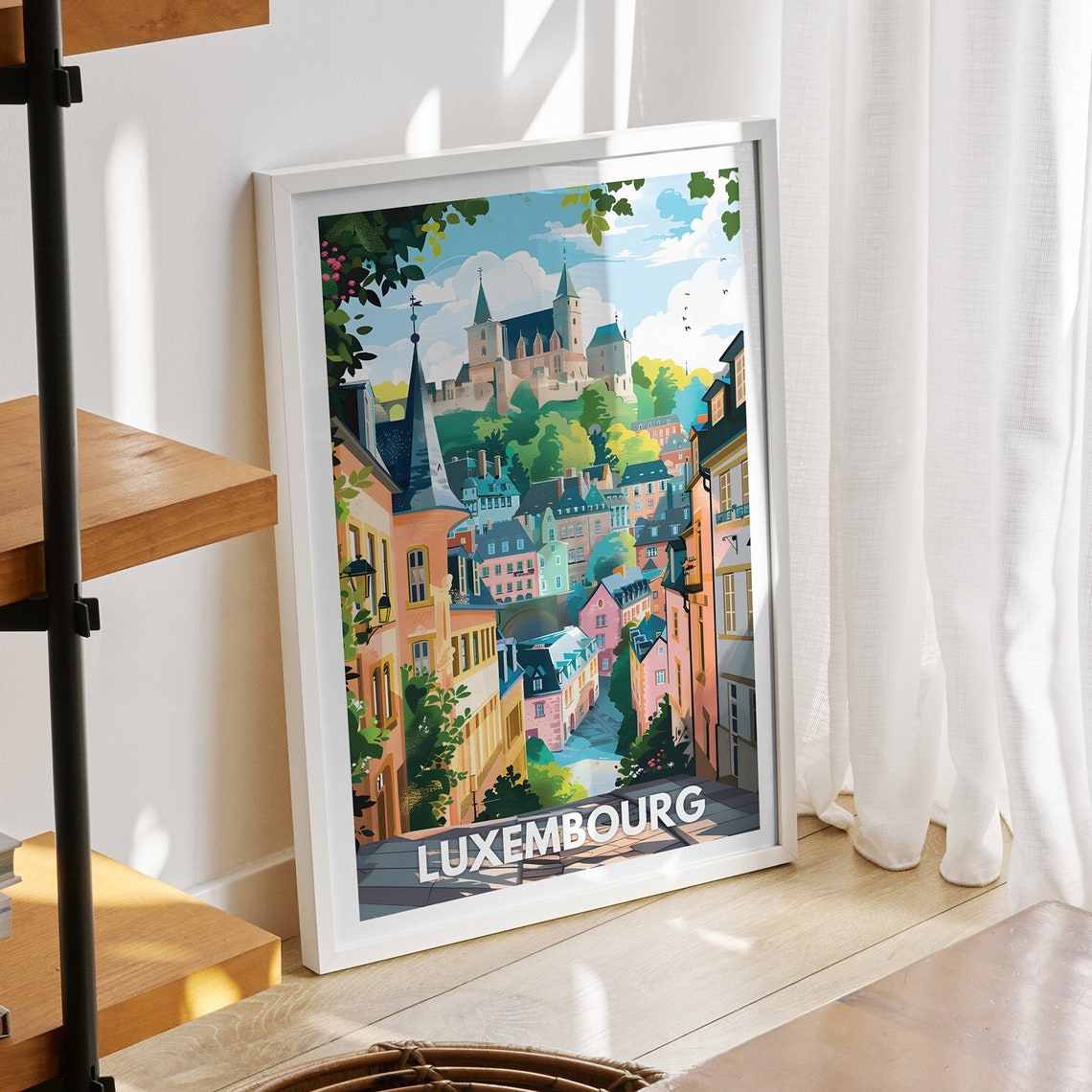 Luxembourg Print Luxembourg Luxembourg Travel Art Poster Luxembourg Poster Luxembourg Cityscape Wall Art Unique City Art Decor