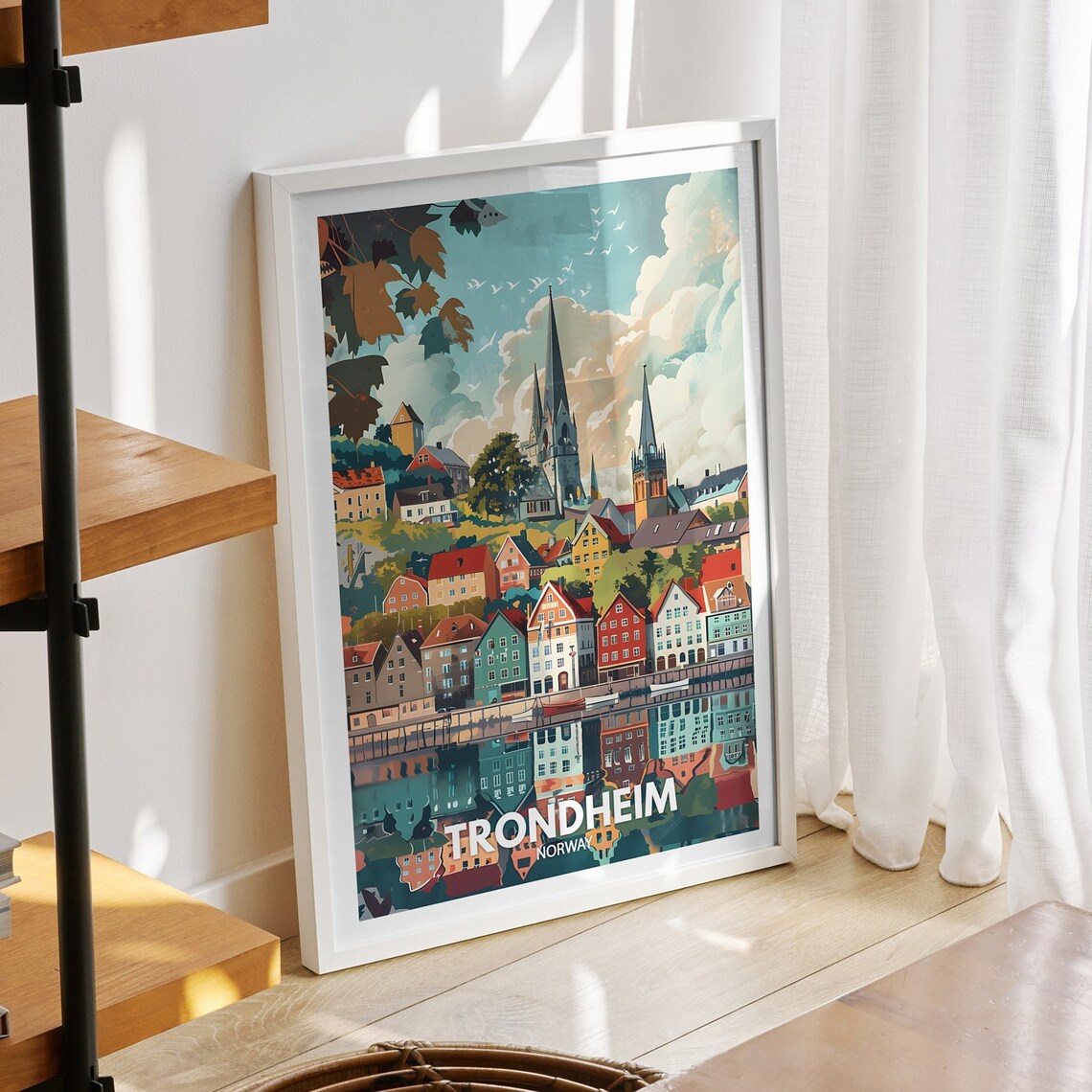 Trondheim Travel Print Norway Trondheim Travel Poster Norway Travel Poster Norway Cityscape Wall Art Unique City Decor