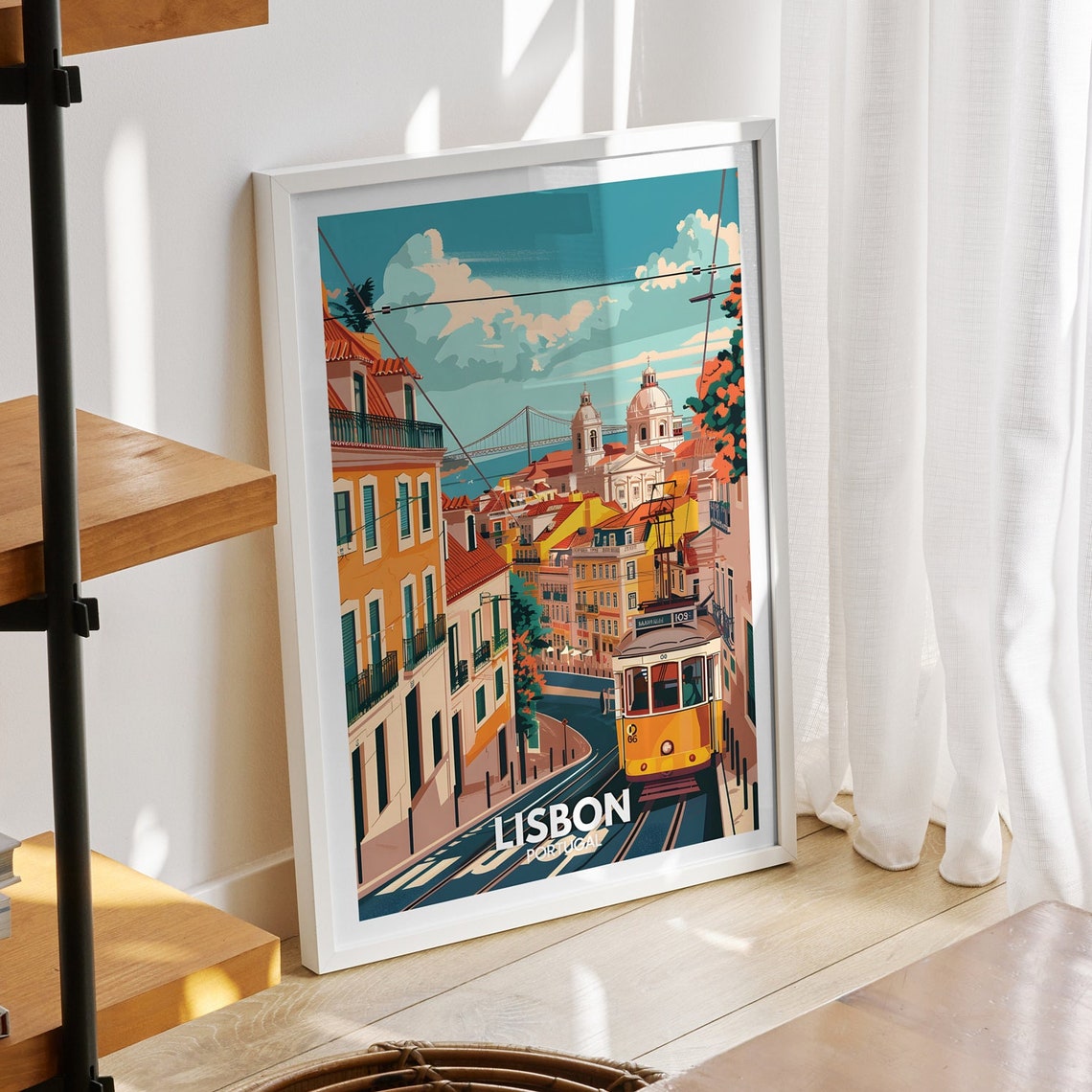 Lisbon Travel Print Portugal Lisbon Travel Poster Portugal Travel Poster Portugal Cityscape Wall Art Unique City Decor