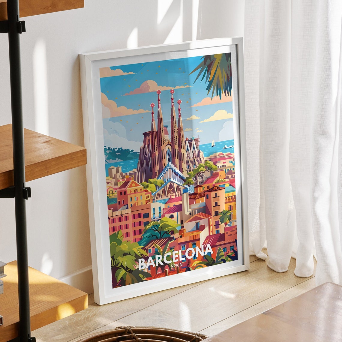 Barcelona Travel Print Spain Barcelona Travel Poster Spain Travel Poster Spain Cityscape Wall Art Unique City Decor