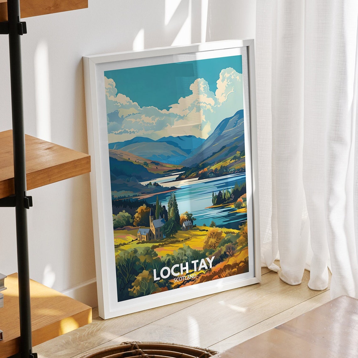 Loch Tay Print Scotland Loch Tay Poster Scotland Travel Poster Natural Lake Wall Art Lake View Art Decor Holiday Poster