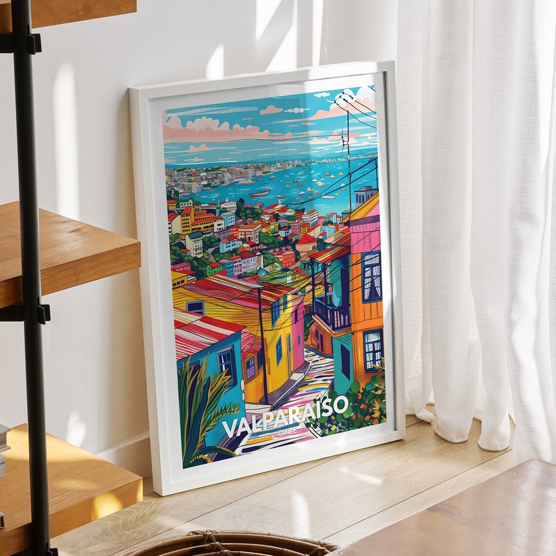 Valparaso Travel Poster, Chile Cityscape