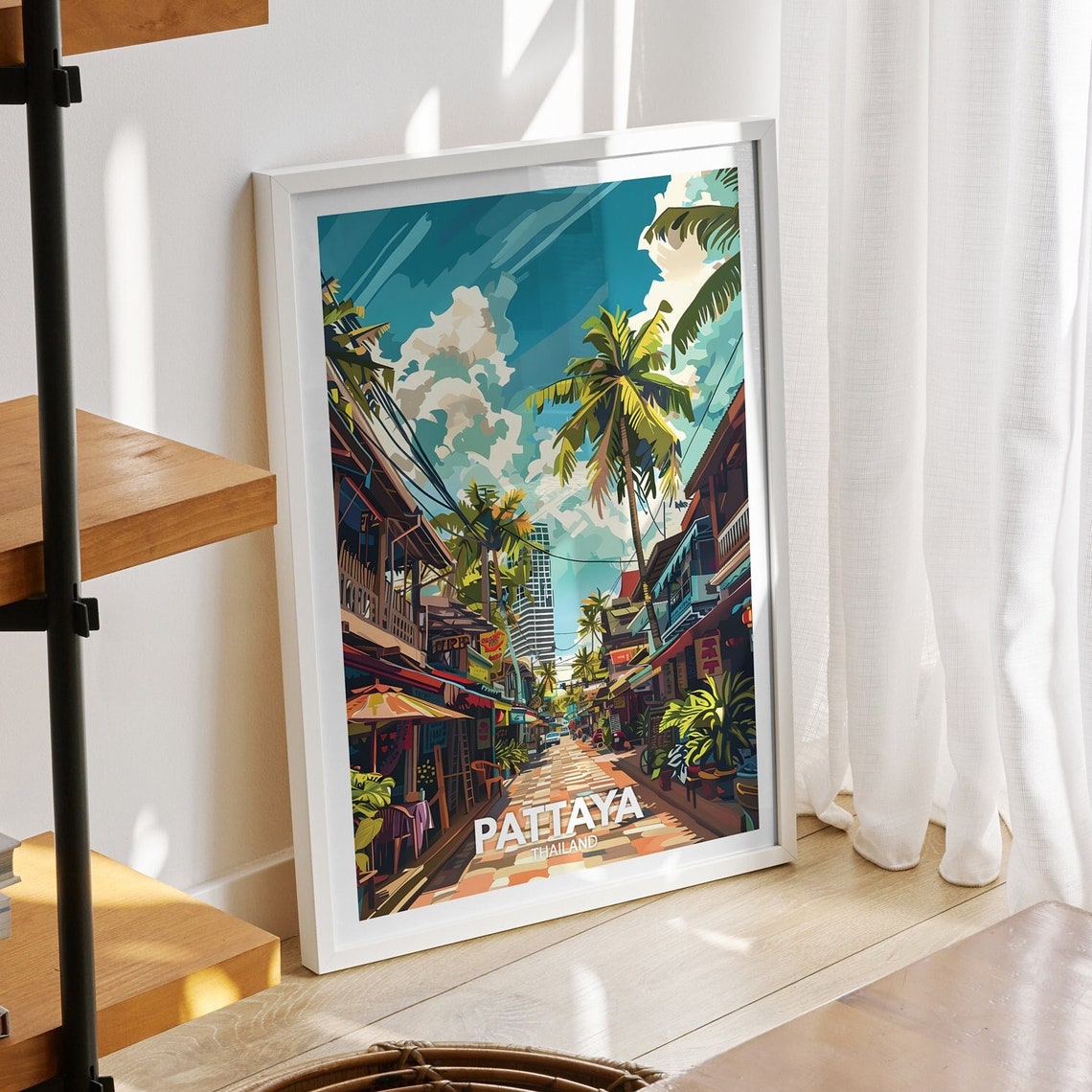 Pattaya Print Thailand Pattaya Travel Poster Thailand Travel Poster Thailand Cityscape Wall Art Unique City Decor