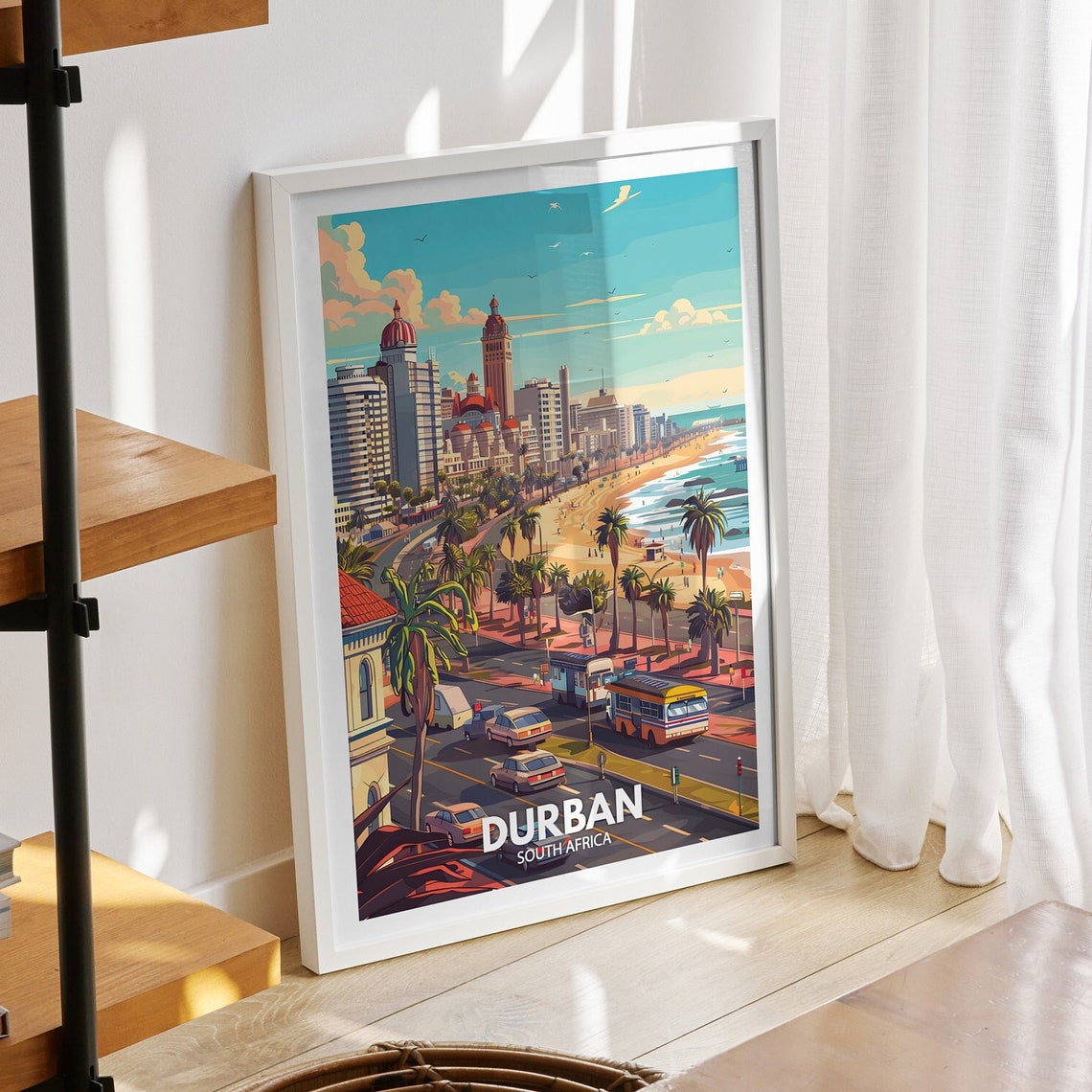 Durban Print South Africa Durban Travel Poster South Africa Travel Poster South Africa Cityscape Wall Art Unique City Decor