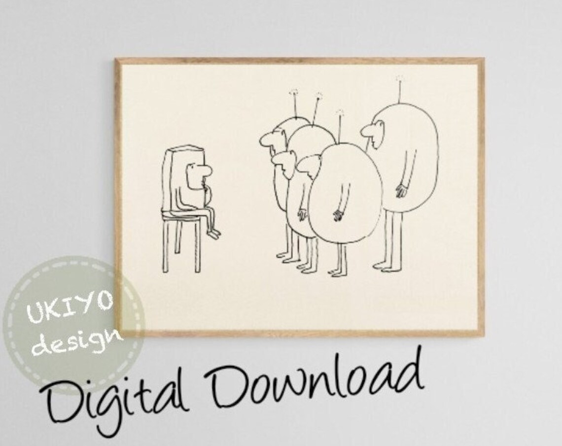 Minimalist Ukiyoillustration Humorous Art Print - Image 4